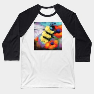 Queen Bumble Bee and Poppy Flower Baseball T-Shirt